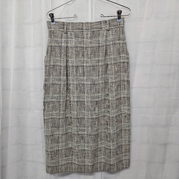 Vintage Evan Picone Skirt Midi Tan Office Twee Grunge School A-line 10 - Picture 1 of 12